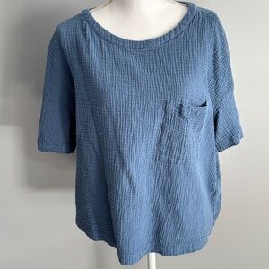 Caslon Blue Pullover oversized shirt - Cotton-Gauze